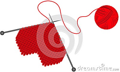 Make wool knitted heart Vector Illustration