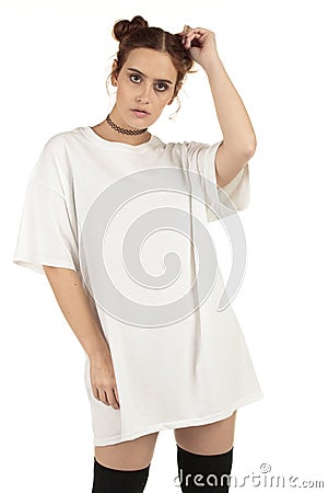 Make your fashion brand stand out with the hip-hop streetwear look t shirt model Stock Photo