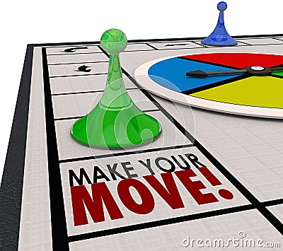 Make Your Move Board Game Piece Action Forward Turn Stock Photo