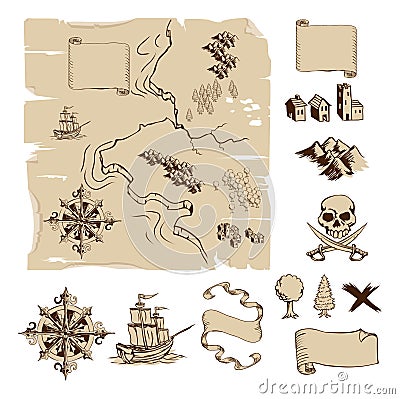 Make your own fantasy or treasure maps Vector Illustration