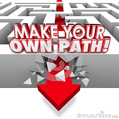 Make Your Own Path Arrow Through Maze Independent Original Route Stock Photo