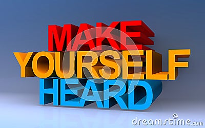 make yourself heard on blue Stock Photo