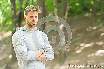 Make yourself proud. Sport goal and achievement. Totally ready. Sport challenge. Confident and physically strong Stock Photo