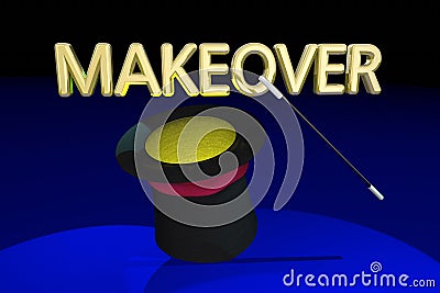 Makeover Redo Refresh New Look Magic Hat Wand Stock Photo