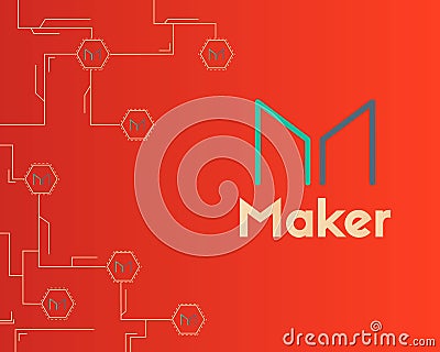 Maker cryptocurrency circuit concept technology background Vector Illustration