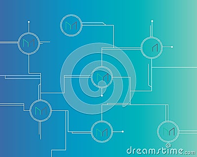 Maker cryptocurrency circuit technology background Vector Illustration