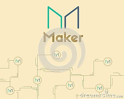 Maker cryptocurrency virtual technology background Vector Illustration