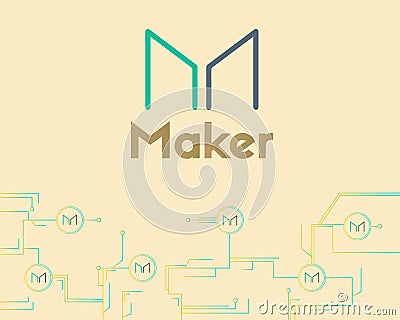 Maker cryptocurrency virtual technology background Vector Illustration