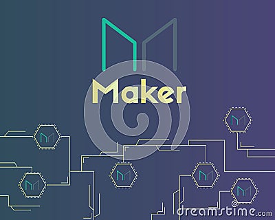 Maker cryptocurrency virtual technology background Vector Illustration