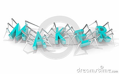 Maker Inventor Robots Spiders Invention Making Letters Word 3d I Stock Photo