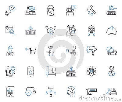 Maker line icons collection. Create, Invent, Craft, Build, DIY, Innovate, Construct vector and linear illustration Vector Illustration