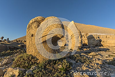 - makes Nemrut Mountain so valuable; Located on the ancient tomb, monumental sculptures, architectural remains and unique views. Stock Photo