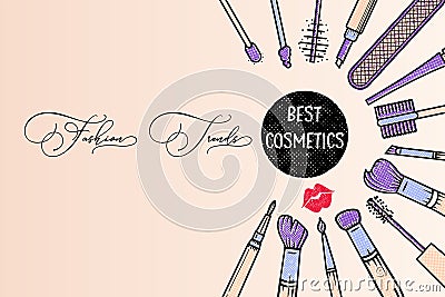 Makeup artist banner. Beauty Salon fashion trends background . business concept Vector Illustration