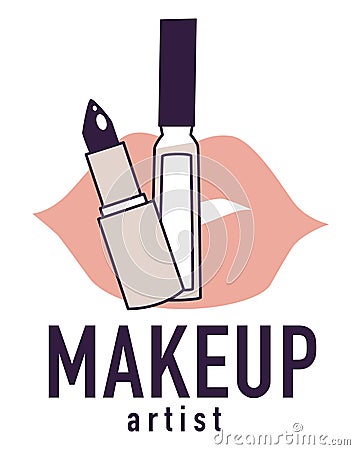 Makeup artist, beauty salon and professional facial care Vector Illustration