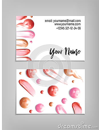 Makeup artist business card. Vector template. Vector Illustration