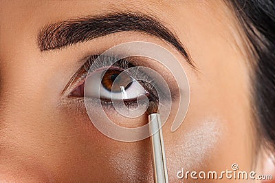 Makeup artist eyeliner Stock Photo