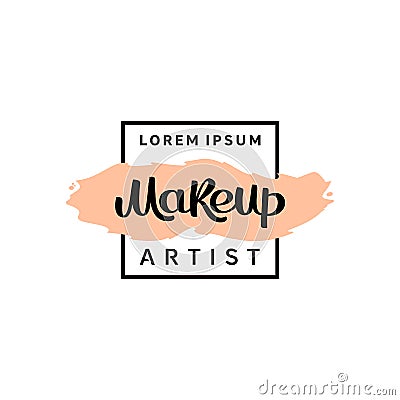 Makeup artist fashion logo. Lettering illustration. Vector Illustration
