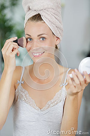 makeup artist looking at camera Stock Photo