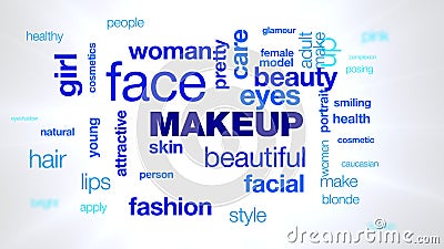 makeup beautiful attractive pretty beauty fashion typography word cloud animation Stock Photo