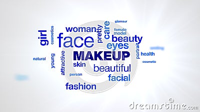 makeup beautiful attractive pretty beauty fashion typography word cloud animation Stock Photo