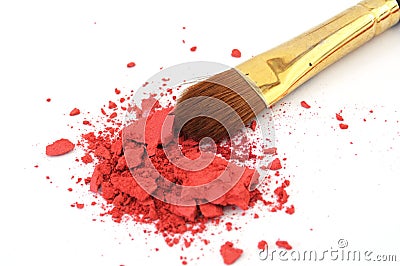 Makeup brush and cosmetic powder Stock Photo