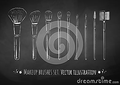 Makeup brushes kit Vector Illustration