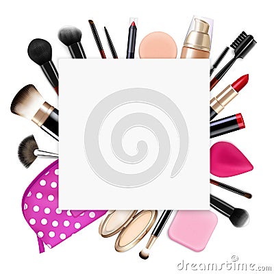 Makeup Coloring Realistic Composition Vector Illustration
