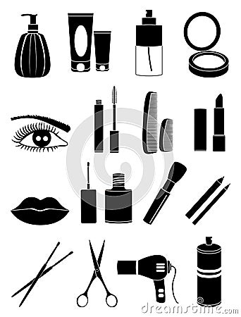 Makeup and cosmetic icons set Vector Illustration