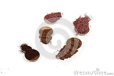 Eyeshadow crushed palette, colorful eye shadow powder isolated on a white background Stock Photo