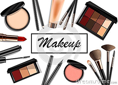 Makeup And Cosmetics Poster Vector Illustration