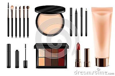 Makeup And Cosmetics Set Vector Illustration