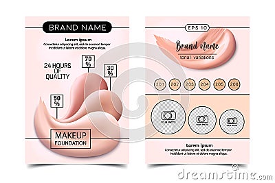 Makeup design flyer template for cosmetic artist, makeup studio or cosmetics shop. Site header, business card, brochure Vector Illustration