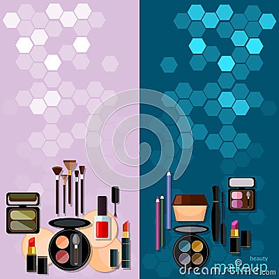 Makeup fashion concept professional make-up details Vector Illustration