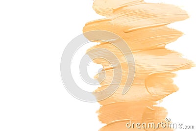 Makeup foundation blur cream isolated background. Top view collage corrective tonal base. Macro Tonal skin tone. skin Stock Photo