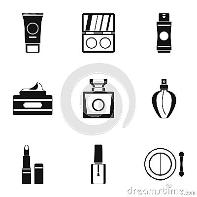 Makeup icons set, simple style Vector Illustration