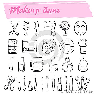 Makeup items,cosmetic icon Vector Illustration