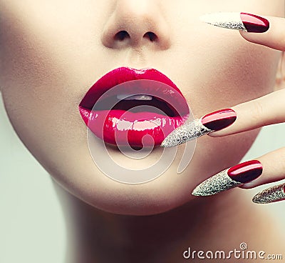 Makeup and Manicure Stock Photo