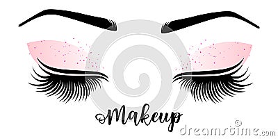 Makeup master logo. Vector illustration of lashes and brow. Vector Illustration