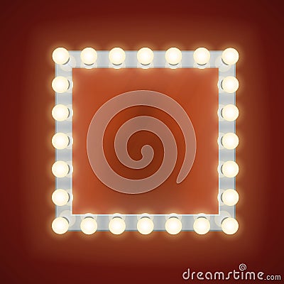 Makeup mirror with electric bulbs. Vector illustration Vector Illustration