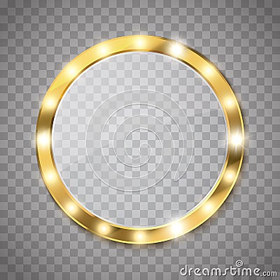 Makeup mirror with gold lights. Vector Vector Illustration