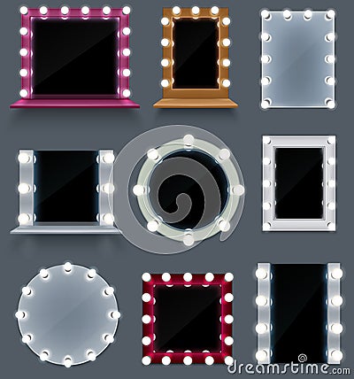 Makeup Mirror Set Vector Illustration