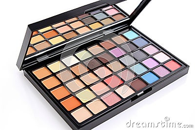 makeup palette with combination of bold and neutral colors for versatile look Stock Photo