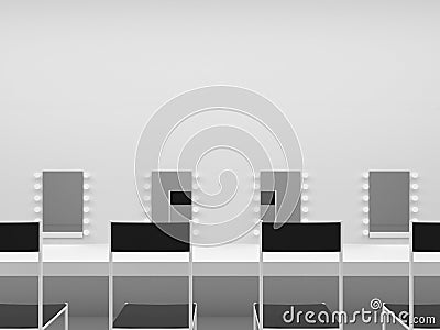 Makeup place with mirror and bulbs, 3d rendering Stock Photo