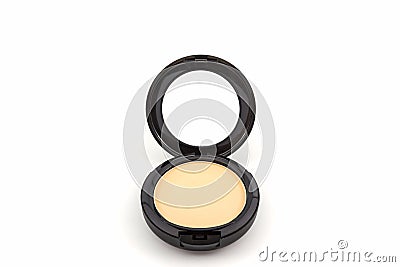 Makeup powder in Black case. Stock Photo