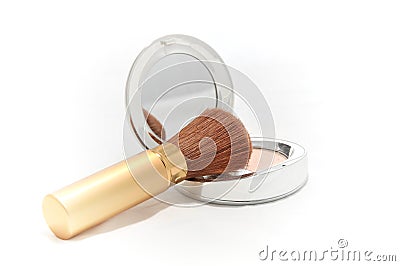 Makeup powder with brush Stock Photo