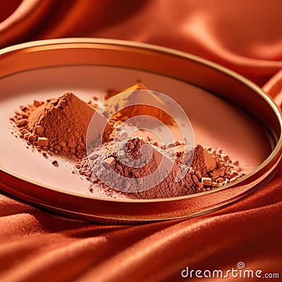Makeup powder, colorful brown and cream foundation cosmetic for women Stock Photo