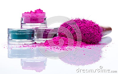 Makeup powder of different colors Stock Photo