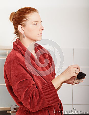 Makeup - powdering Stock Photo