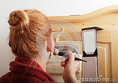 Makeup - powdering Stock Photo