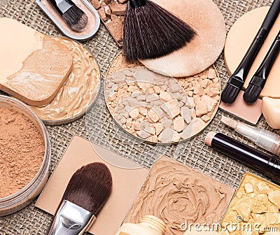 Makeup products to even skin tone and complexion Stock Photo